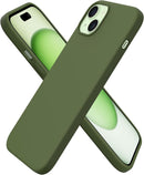 Slim liquid silicone iPhone 15 Plus case three layer soft gel rubber protective full cover