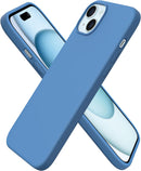 Slim liquid silicone iPhone 15 Plus case three layer soft gel rubber protective full cover