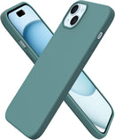 Slim liquid silicone iPhone 15 Plus case three layer soft gel rubber protective full cover