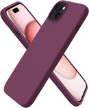 Slim liquid silicone iPhone 15 Plus case three layer soft gel rubber protective full cover