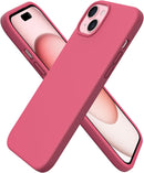 Slim liquid silicone iPhone 15 Plus case three layer soft gel rubber protective full cover