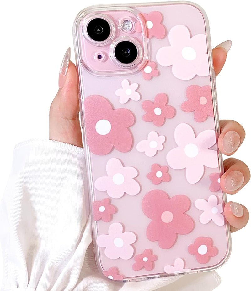 iPhone 15 Plus Case Cute Clear Oil Flower Floral Design Girls Shockproof Protective - Gorilla Cases