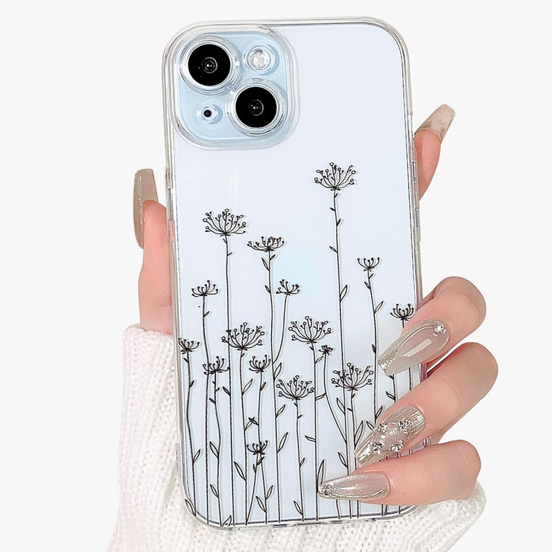 iPhone 15 Plus Case Cute Clear Oil Flower Floral Design Girls Shockproof Protective - Gorilla Cases