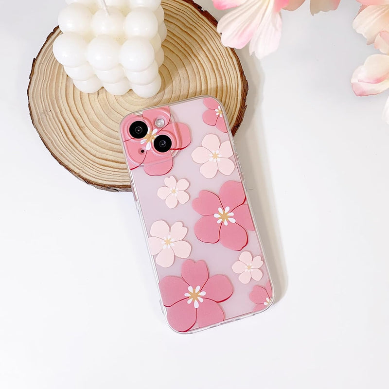 iPhone 15 Plus Case Cute Clear Oil Flower Floral Design Girls Shockproof Protective - Gorilla Cases