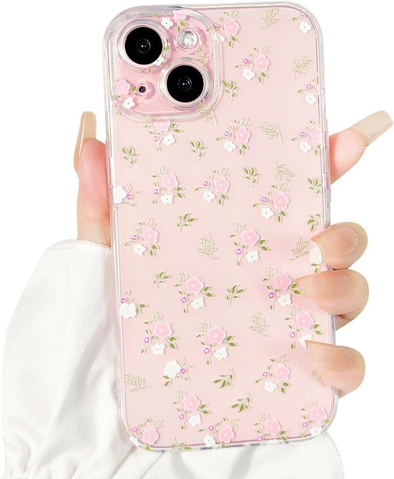 iPhone 15 Plus Case Cute Clear Oil Flower Floral Design Girls Shockproof Protective - Gorilla Cases