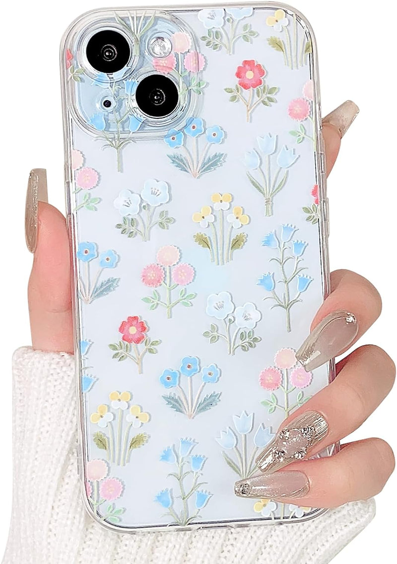 iPhone 15 Plus Case Cute Clear Oil Flower Floral Design Girls Shockproof Protective - Gorilla Cases