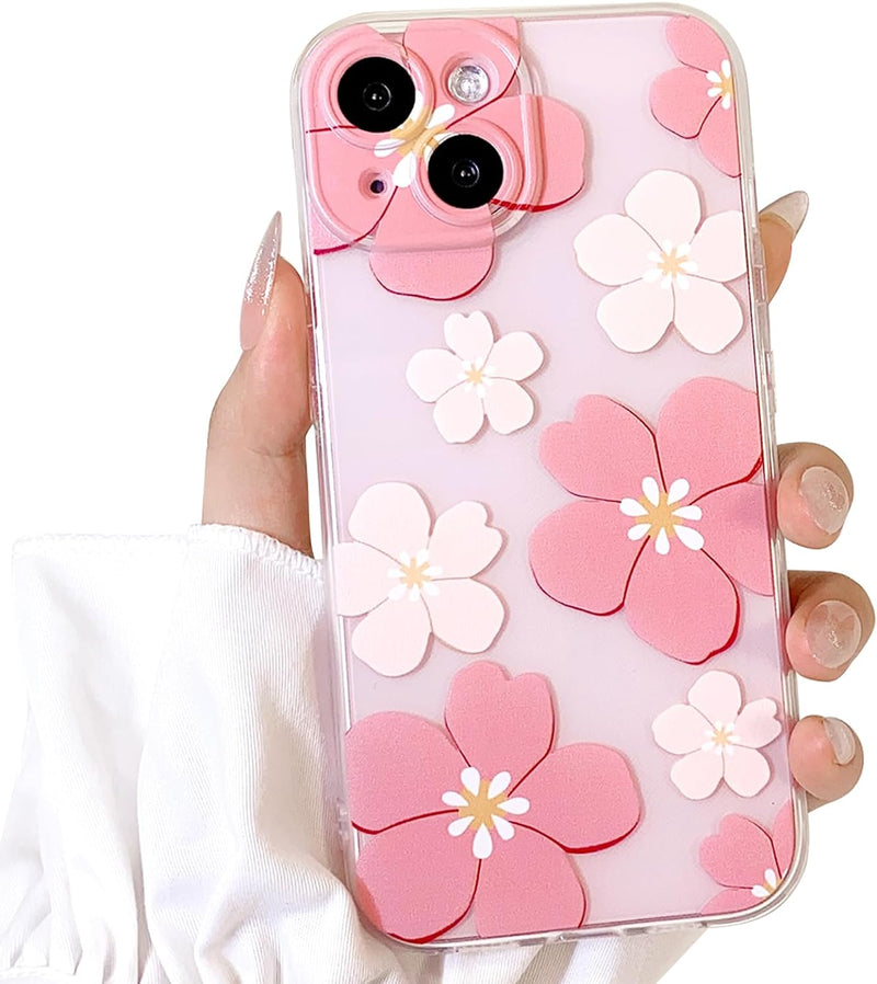 iPhone 15 Plus Case Cute Clear Oil Flower Floral Design Girls Shockproof Protective - Gorilla Cases