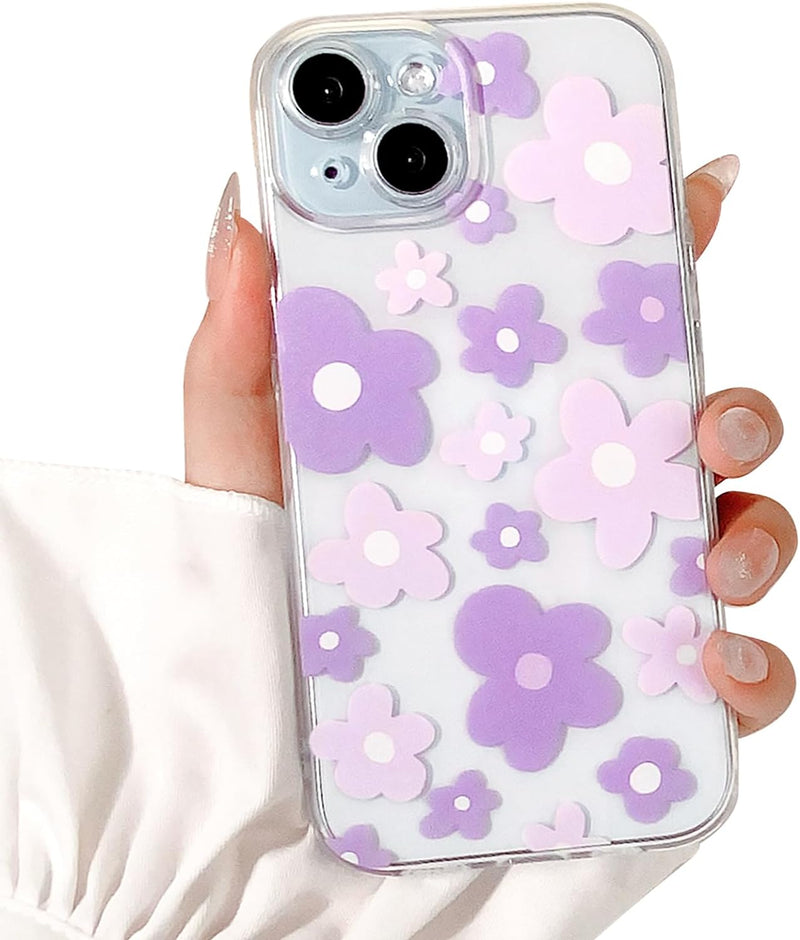 iPhone 15 Plus Case Cute Clear Oil Flower Floral Design Girls Shockproof Protective - Gorilla Cases