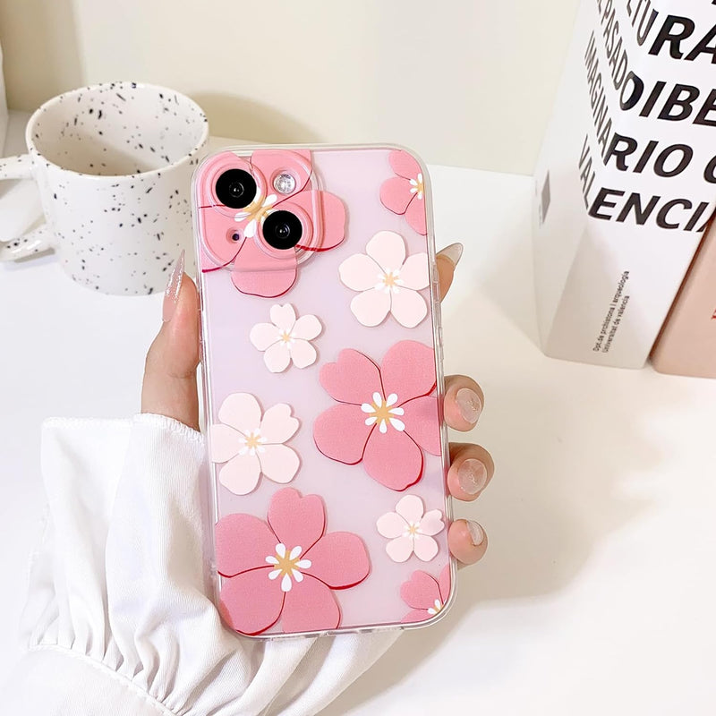 iPhone 15 Plus Case Cute Clear Oil Flower Floral Design Girls Shockproof Protective - Gorilla Cases