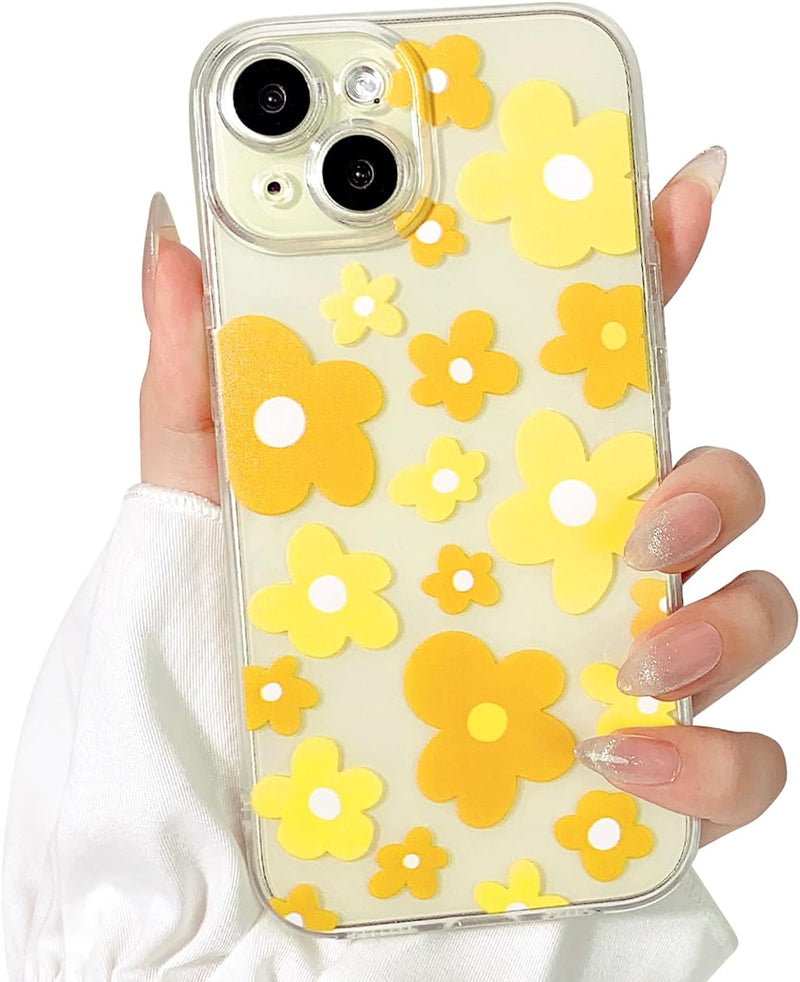 iPhone 15 Plus Case Cute Clear Oil Flower Floral Design Girls Shockproof Protective - Gorilla Cases