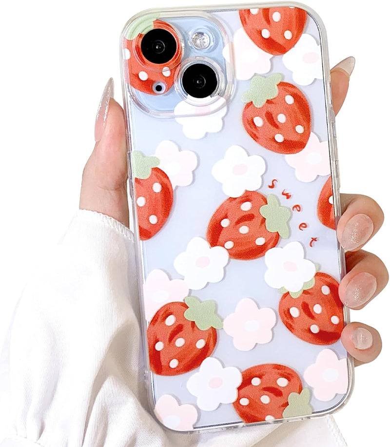 iPhone 15 Plus Case Cute Clear Oil Flower Floral Design Girls Shockproof Protective - Gorilla Cases