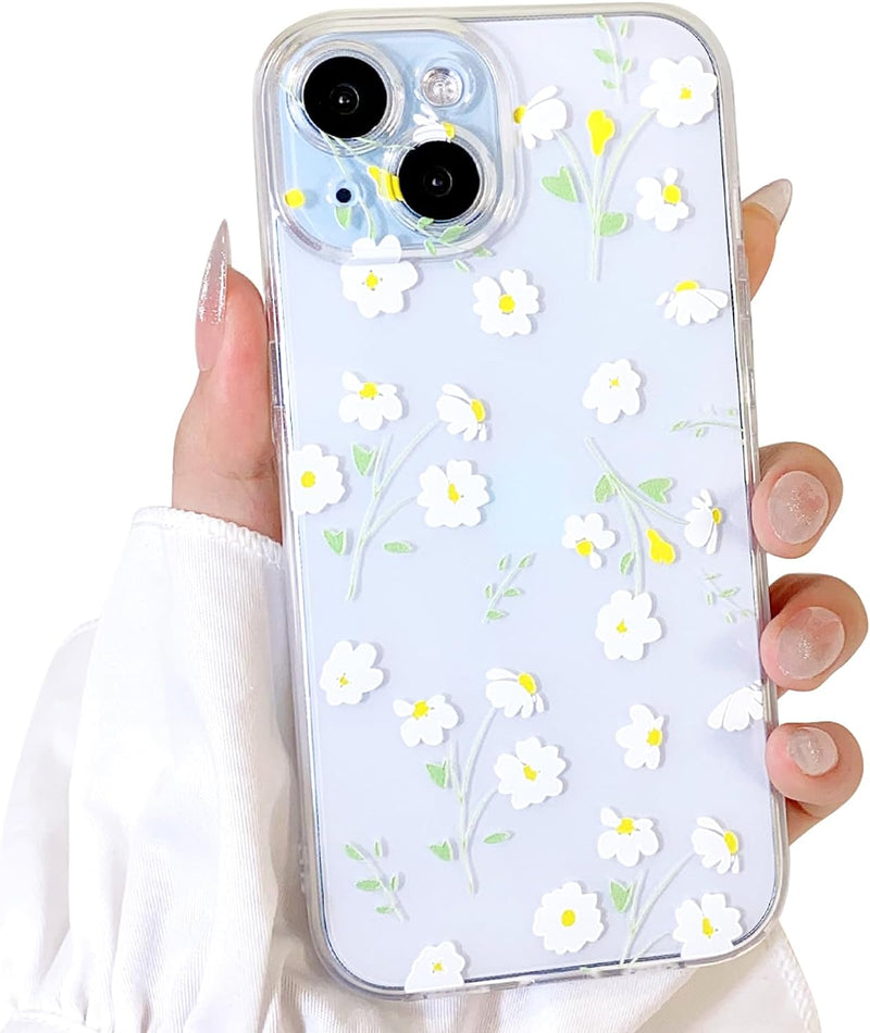 iPhone 15 Plus Case Cute Clear Oil Flower Floral Design Girls Shockproof Protective - Gorilla Cases