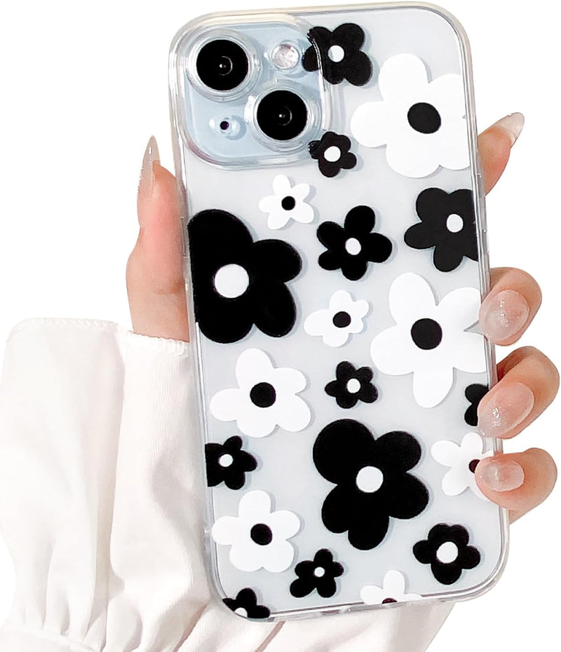 iPhone 15 Plus Case Cute Clear Oil Flower Floral Design Girls Shockproof Protective - Gorilla Cases