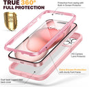 iPhone 15 Plus Case Full Body Rugged Case Glass Camera Lens Protector