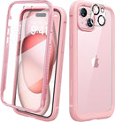 iPhone 15 Plus Case Full Body Rugged Case Glass Camera Lens Protector
