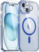 iPhone 15 Plus Case Magnetic Circle Metal Button Full Body Protective Cell Phone Cover