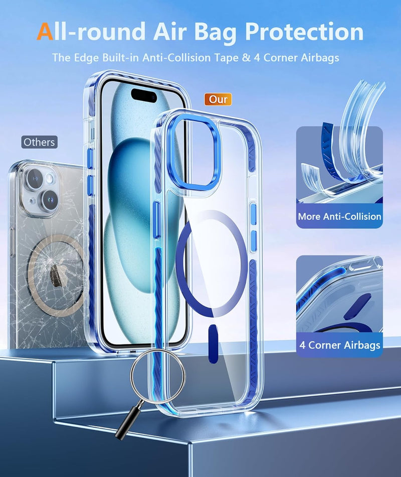 iPhone 15 Plus Case Magnetic Circle Metal Button Full Body Protective Cell Phone Cover - Gorilla Cases