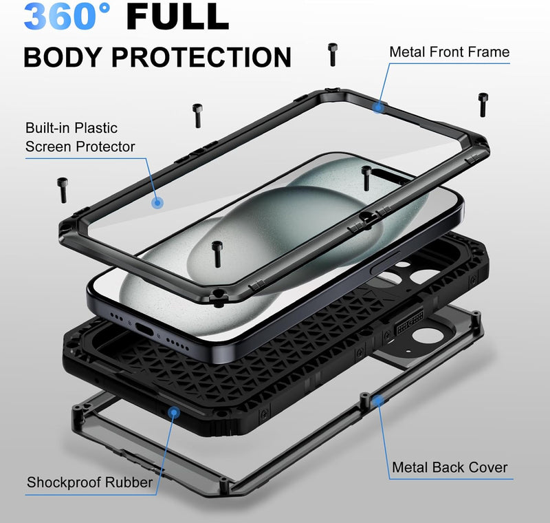 iPhone 15 Plus Case Waterproof Metal Heavy Duty Full Body Protective Case - Gorilla Cases