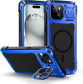 iPhone 15 Plus Metal Case Glass Screen Protector Heavy Duty Aluminum Alloy Cover