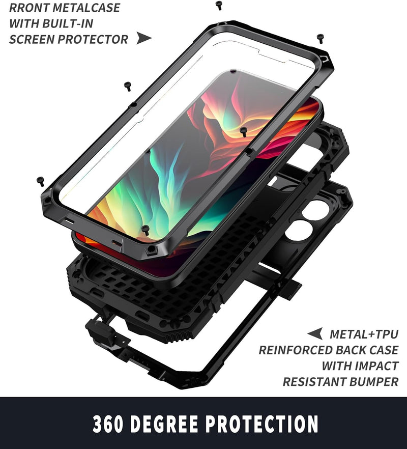 iPhone 15 Plus Metal Case Screen Protector Camera Protector Military Rugged Heavy Duty Shockproof Case - Gorilla Cases