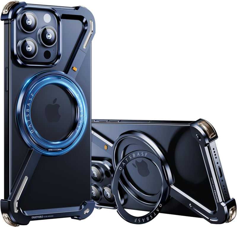 iPhone 15 Pro 360° Rotation Kickstand Metal Frameless Design Bumper Case - Gorilla Cases