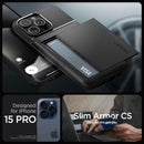 iPhone 15 Pro Case Military Grade Protection Card Holder - Black