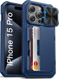 iPhone 15 Pro Case Military Grade Protection Card Holder - Black