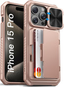 iPhone 15 Pro Case Military Grade Protection Card Holder - Black