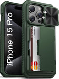 iPhone 15 Pro Case Military Grade Protection Card Holder - Black