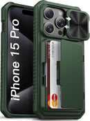 iPhone 15 Pro Case Military Grade Protection Card Holder - Black