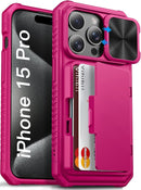 iPhone 15 Pro Case Military Grade Protection Card Holder - Black