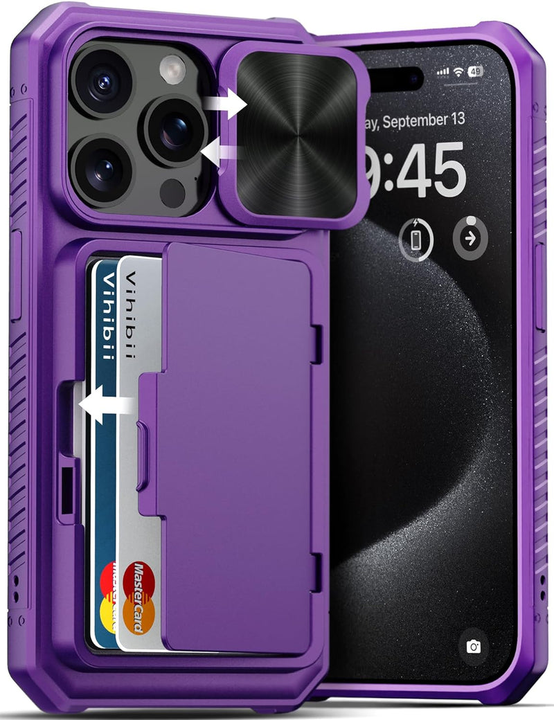 iPhone 15 Pro Max Case Card Holder Camera Cover & Kickstand Wallet Phone Case - Gorilla Cases