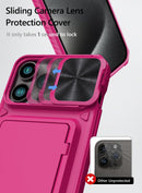 iPhone 15 Pro Max Case Card Holder Camera Cover & Kickstand Wallet Phone Case