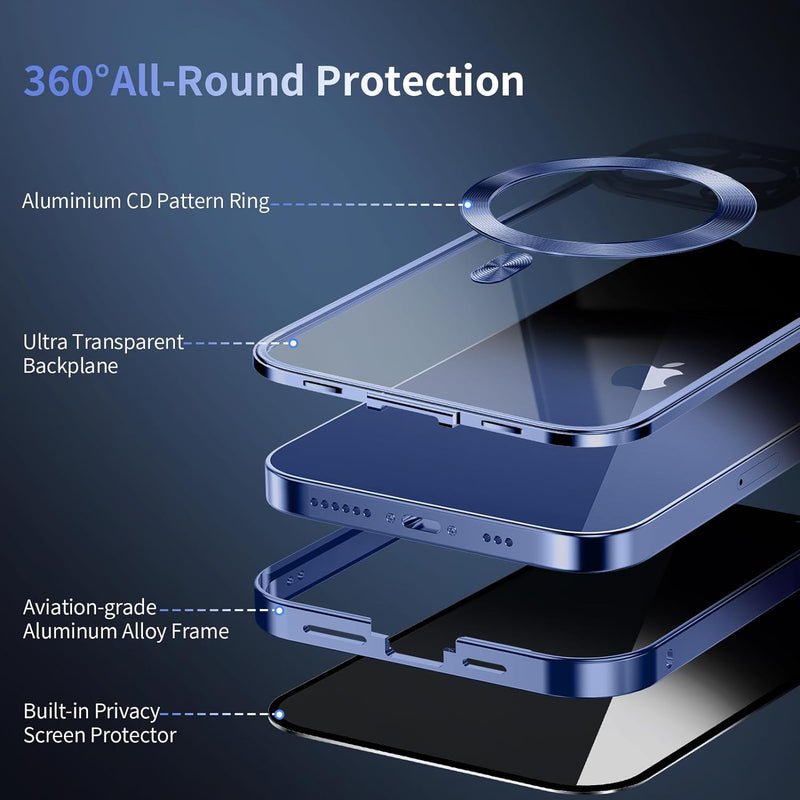 iPhone 15 Pro Max Full Body Bumper Cover Built - in 9H Glass - Blue - Gorilla Cases