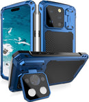 iPhone 15 Pro Max Metal Case Military Case Screen Protection Magnetic Blue