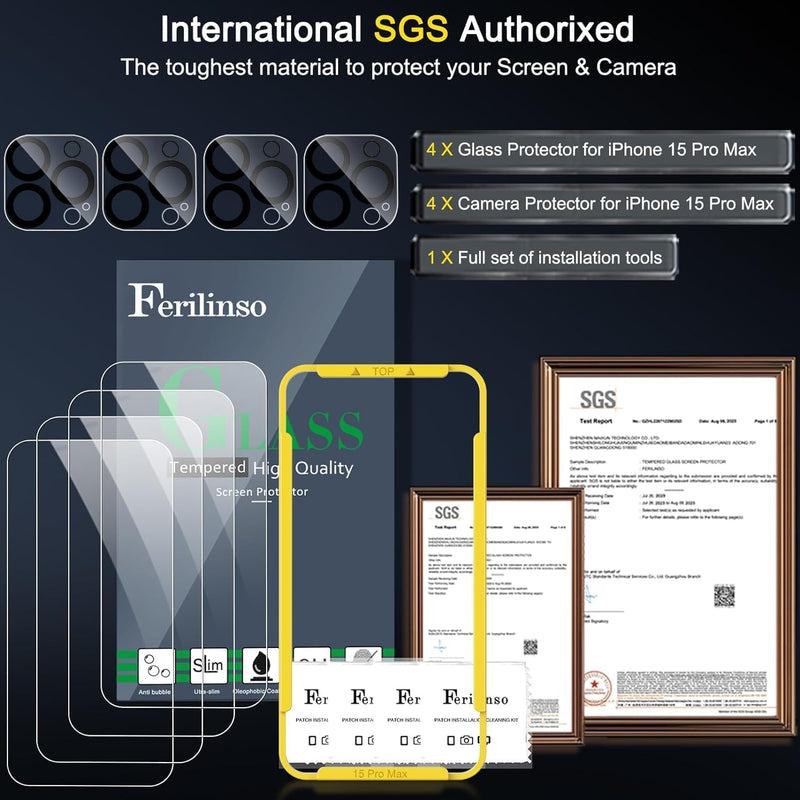iPhone 15 Pro Max Screen Protector Tempered Glass - 4 Pack - Gorilla Cases