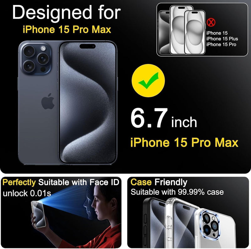 iPhone 15 Pro Max Screen Protector Tempered Glass - 4 Pack - Gorilla Cases