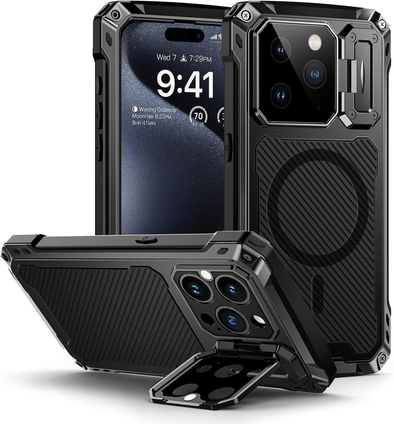 iPhone 15 Pro Metal Case Full Body Military Rugged Shockproof Magnetic Cover - Gorilla Cases