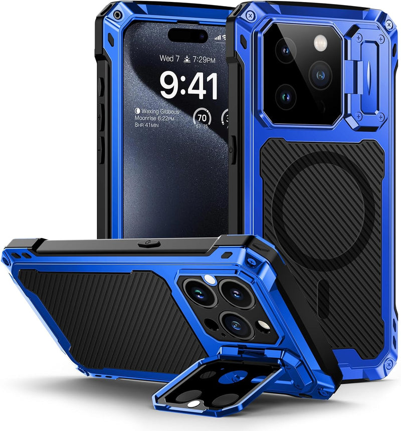 iPhone 15 Pro Metal Case Full Body Military Rugged Shockproof Magnetic Cover - Gorilla Cases