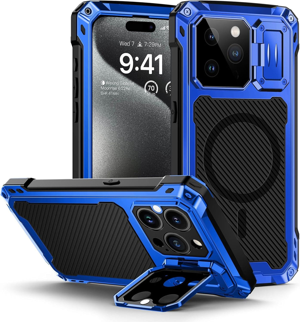 iPhone 15 Pro Heavy Duty Metal Case Magnetic Kickstand