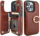 iPhone 15 Pro Wallet Case Card Holder Magnetic Clasp Shockproof Cover