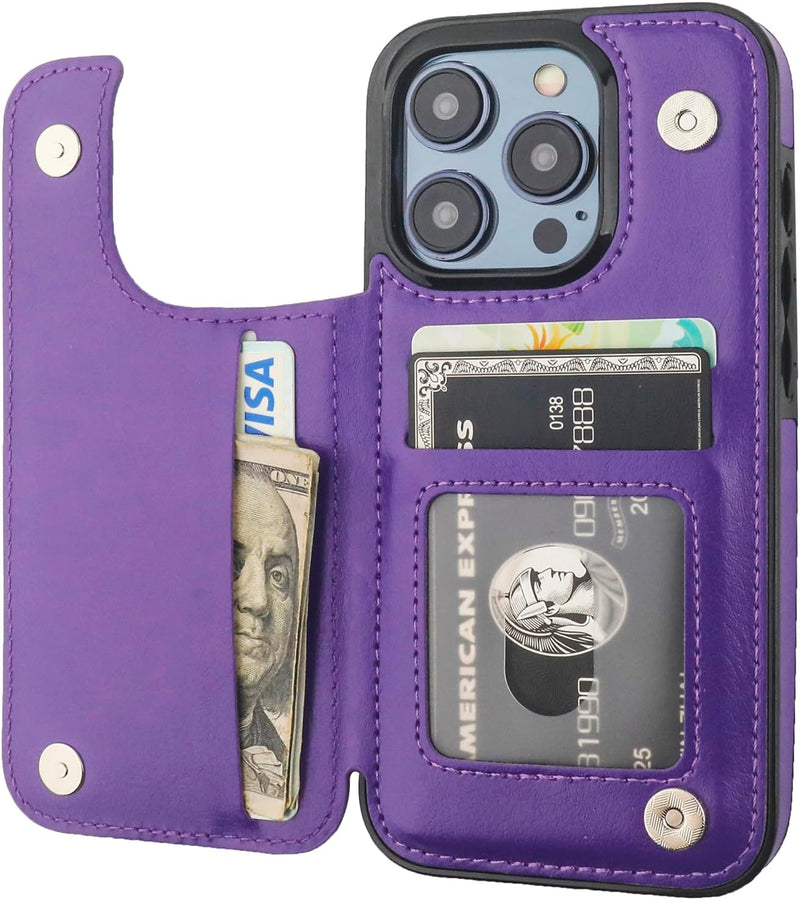 iPhone 15 Pro Wallet Case Card Holder PU Leather Kickstand Card Slots Case - Gorilla Cases