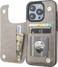 iPhone 15 Pro Wallet Case Card Holder PU Leather Kickstand Card Slots Case
