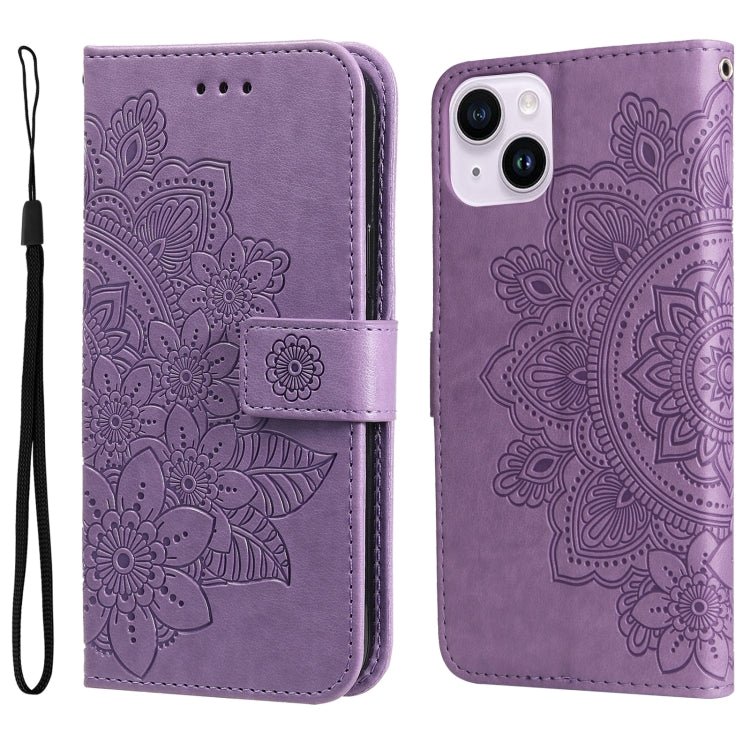 iPhone 15 Series Seven - petal Flowers Embossing Leather Phone Case
