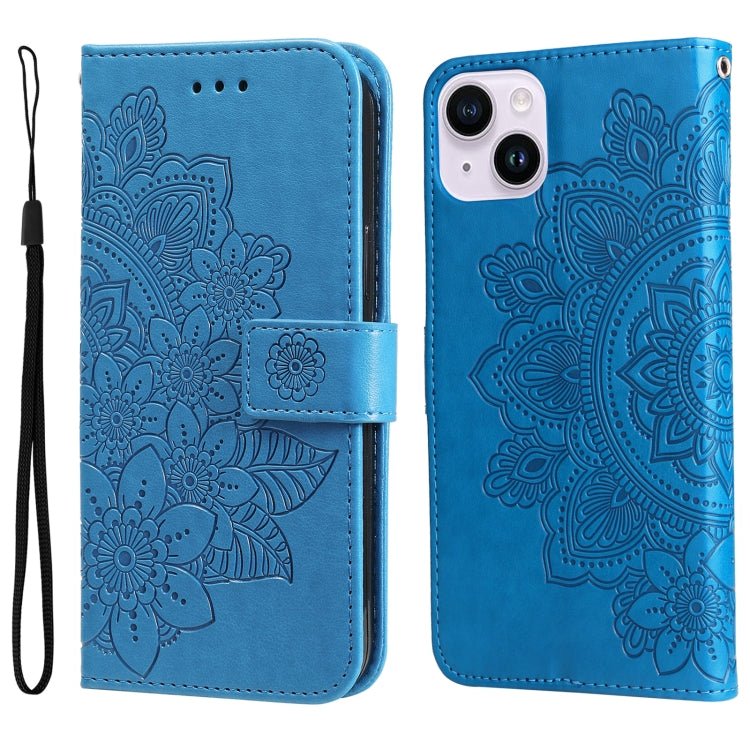 iPhone 15 Series Seven - petal Flowers Embossing Leather Phone Case