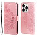 iPhone 15 Series Seven - petal Flowers Embossing Leather Phone Case