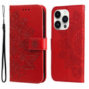 iPhone 15 Series Seven - petal Flowers Embossing Leather Phone Case