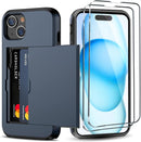 iPhone 15 Wallet Card Holder Screen Protector Heavy Duty Protective