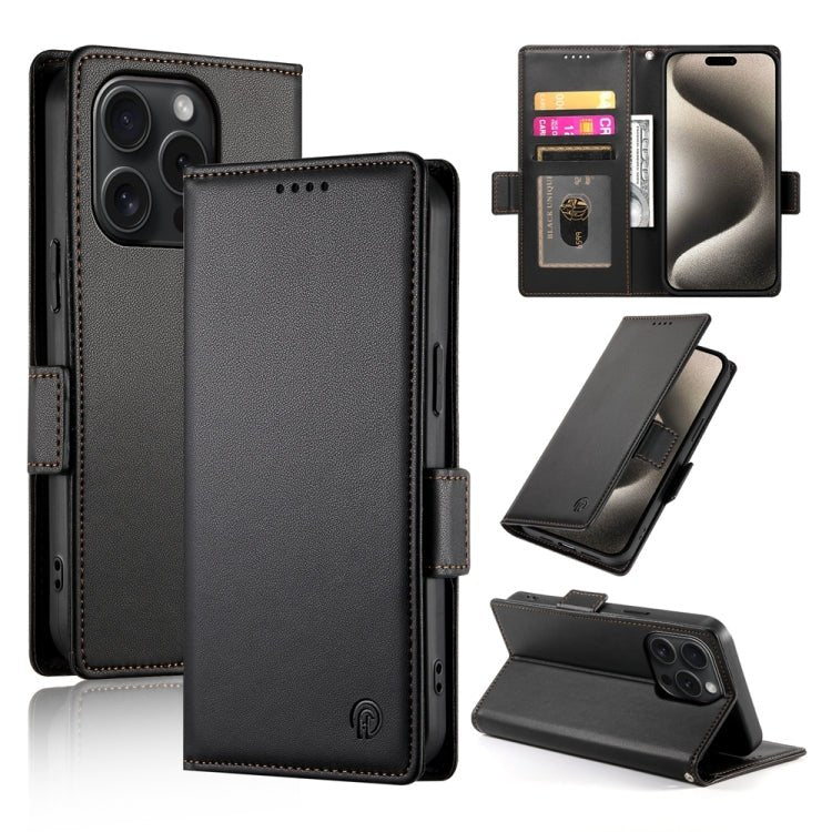 iPhone 15/16 Side Buckle Magnetic Frosted Leather Phone Case