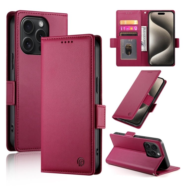 iPhone 15/16 Side Buckle Magnetic Frosted Leather Phone Case